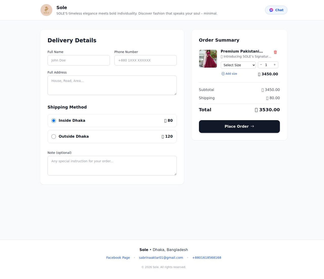 Classic theme checkout with delivery details and order summary