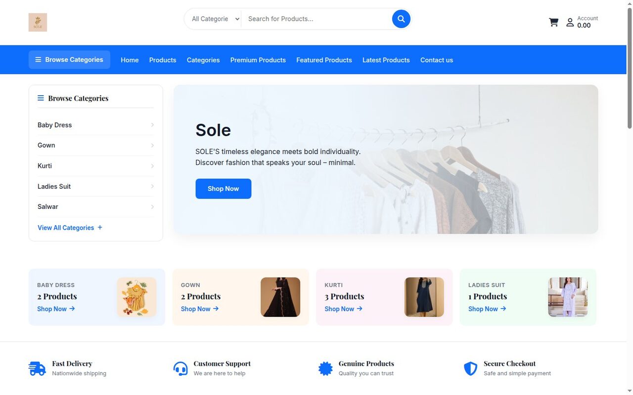 Classic theme /landingpage with category tiles and featured products