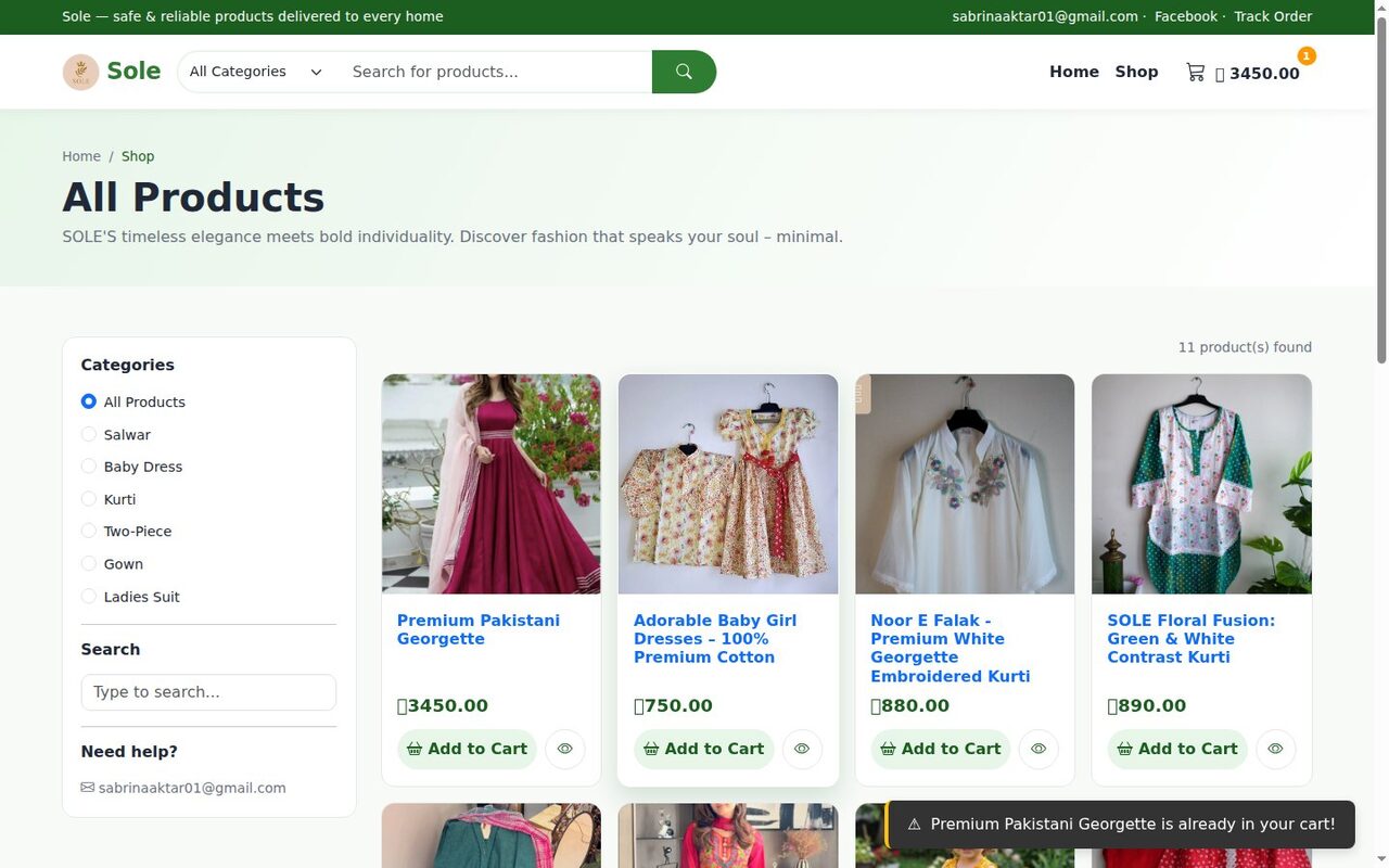 Grocery Inspired theme add to cart toast